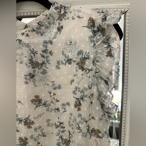 TCEC Floral Ruffle Dress Size L | Romantic Swiss Dot Mini - Picture 2 of 5